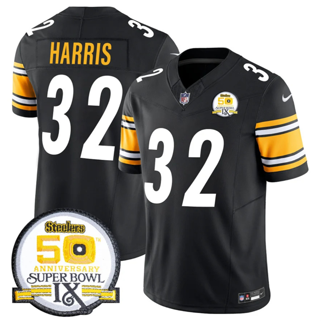 Men's Pittsburgh Steelers #32 Franco Harris Black 2024 F.U.S.E. 50th Anniversary Of Super Bowl IX Alternate Vapor Untouchable Limited Football Stitched Jersey